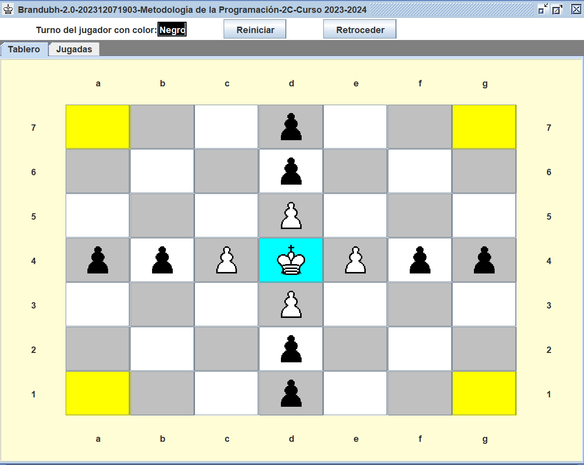 Captura del juego de tablero Brandubh programado en Java